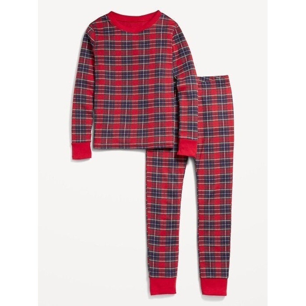 Old Navy Kids Unisex Snug-Fit‎ Pajama Set - Red Buffalo Match the Fam - M (8)